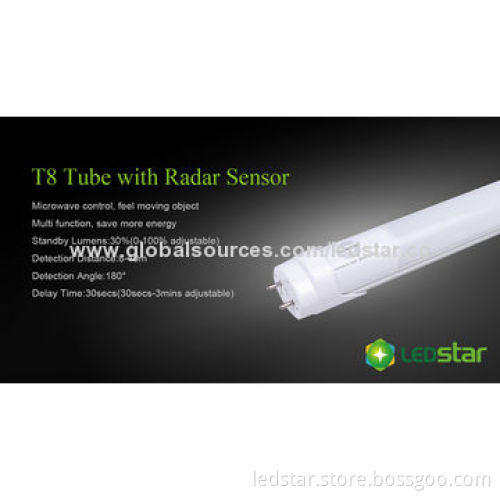 2835 SMD 0.6m 9W 873lm T8 LED Tubes with Radar Sensor, Low-power Consumption